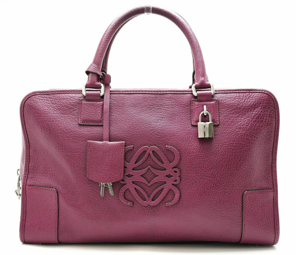 Loewe Amazona Leather Handbag Boston Purple